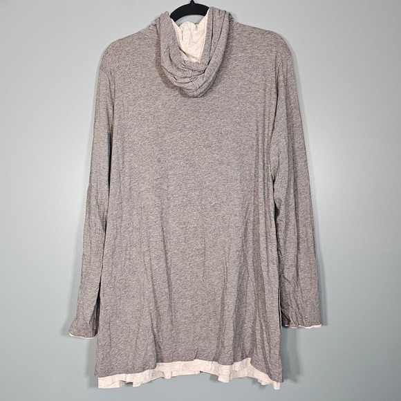 Pure Jill Women's Reversible Gray Hooded Cardigan Duster 100% Pima Cotton XL - Picture 2 of 7